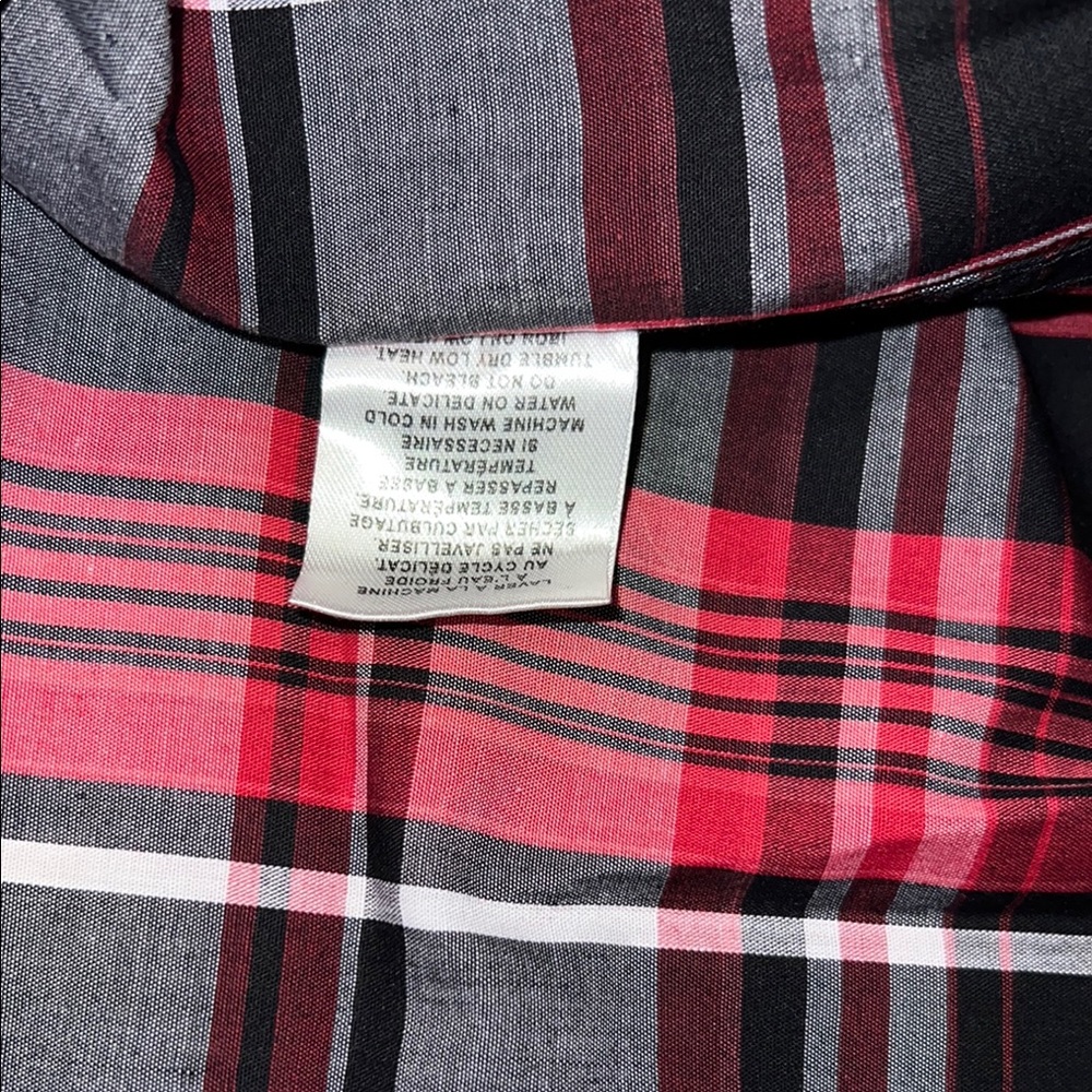 NWOT - RIVIT61 Red and Gray Casual Button Down Shirt with Plaid Design - Picture 6 of 7